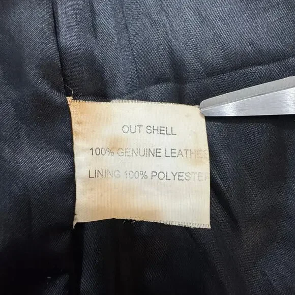 Vintage London Leatherwear NYC Unisex Black Leather Motor Biker Vest Zip-Up Sz S - Picture 16 of 16